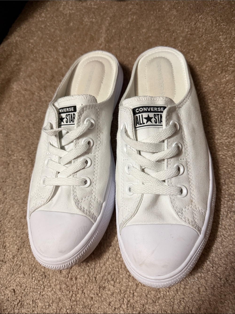Converse White Women's Slip-On Lace-Front Canvas Sneakers
